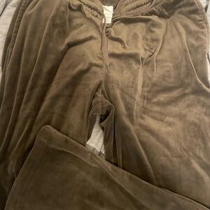 Brown veloure wide legged Large lounge pants